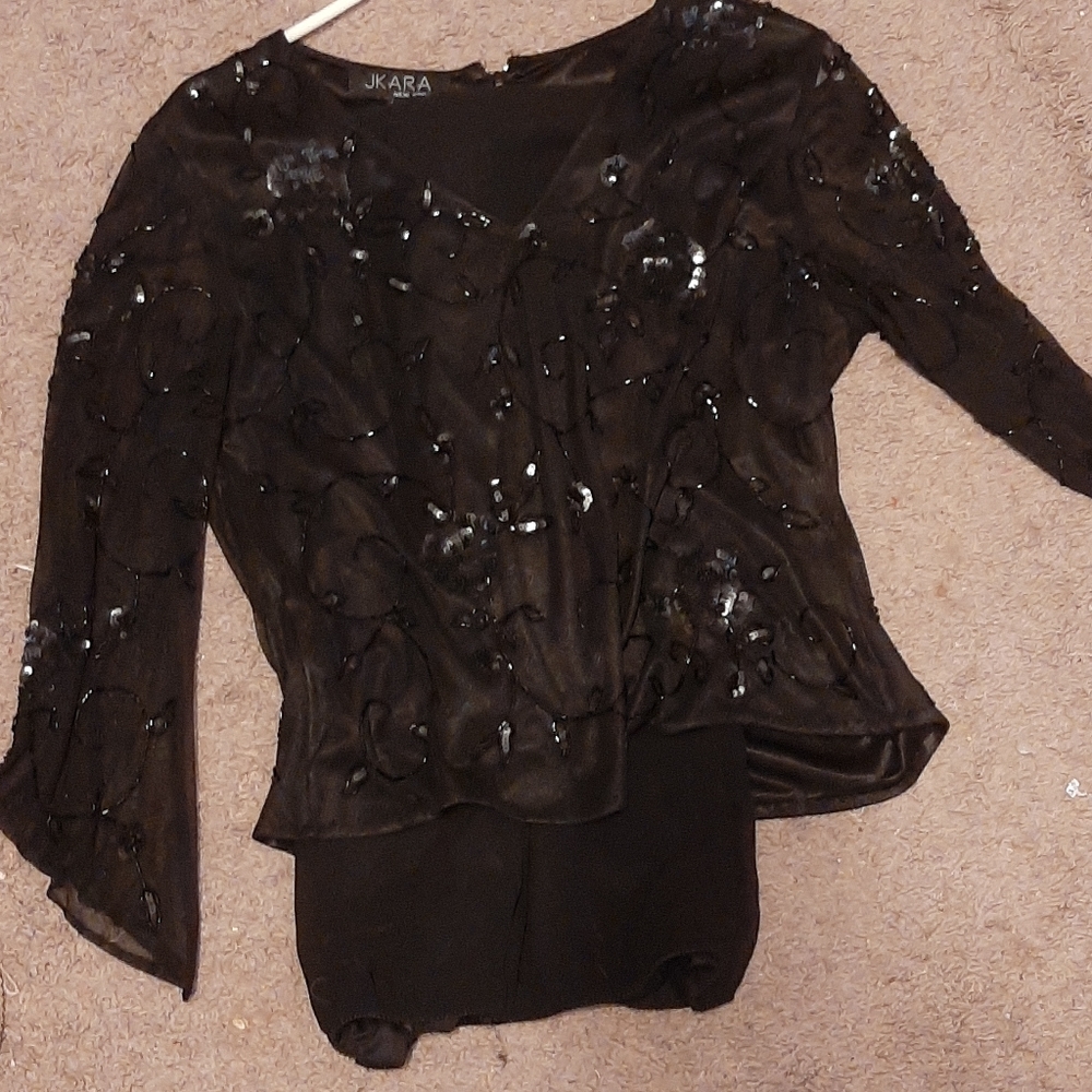 Black sequined pants suit